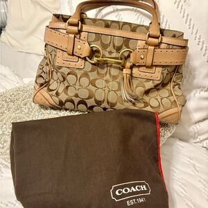 Vintage Y2K Coach Signature Brown and Tan Satchel